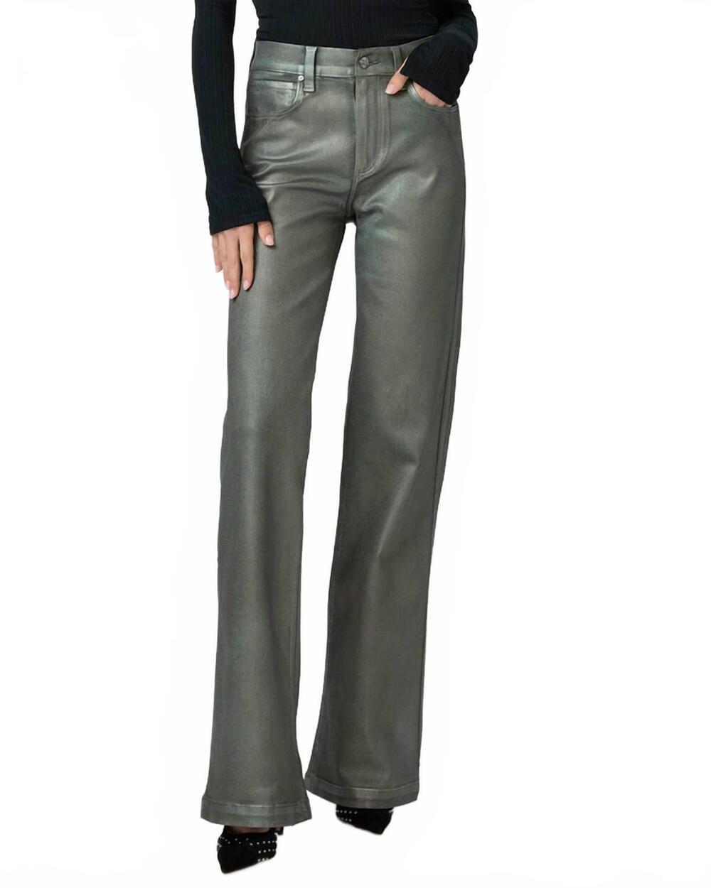NEW PAIGE leenah luxe coated jean in mystical green